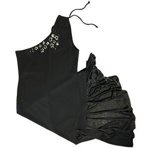 Vintage Black One Shoulder Dress by Pretty Girl Size Large